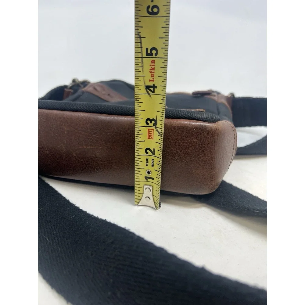 WILL LEATHER GOODS Black‎ Canvas And Leather Small Messenger Crossbody Bag